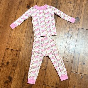 Hanna Andersson Pink and White Unicorn Pajama Set